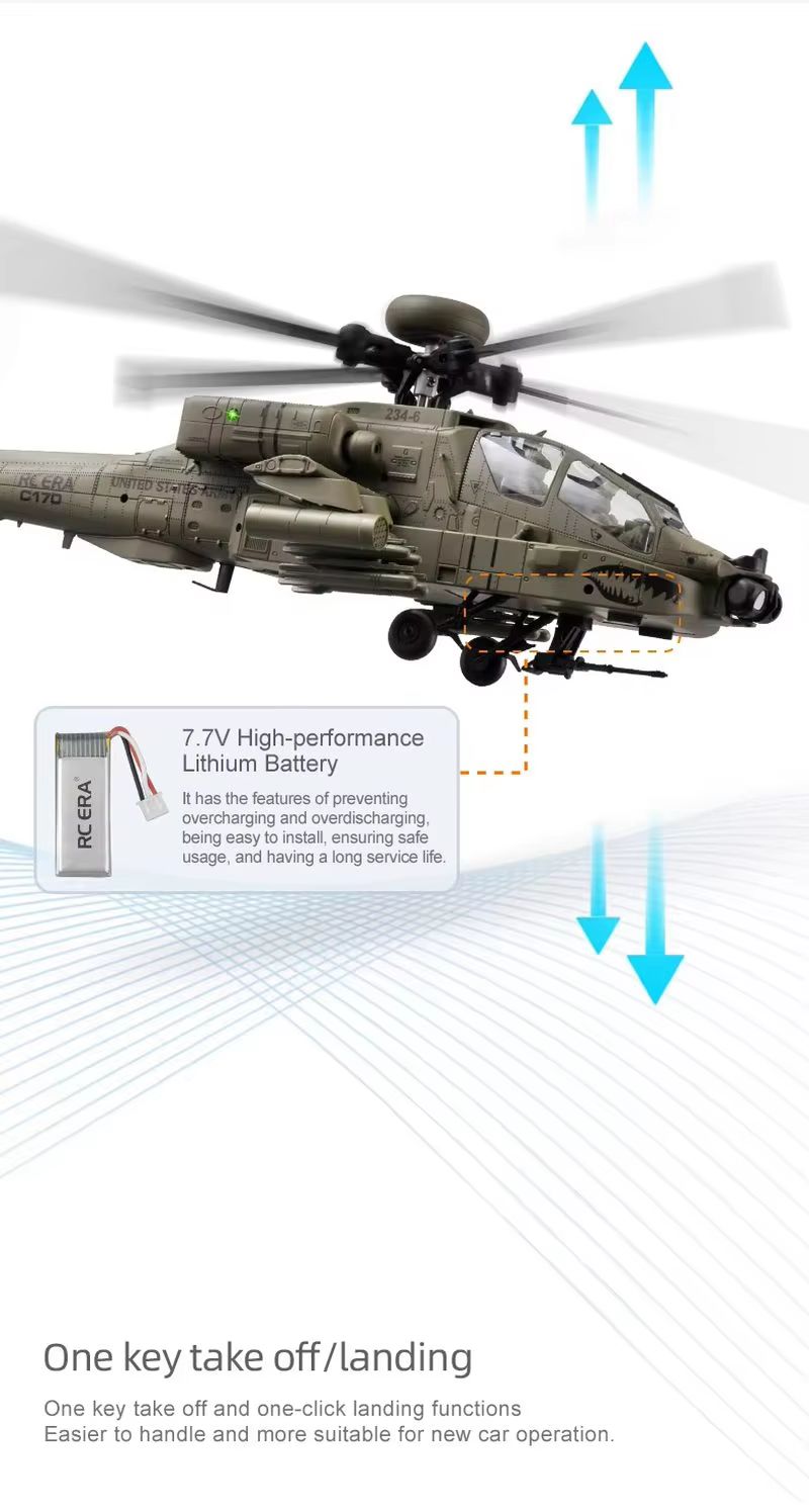 RC Era AH‑64D Apache C170 6CH  - Rc Helicopter Single Rotor ulasan dan harga