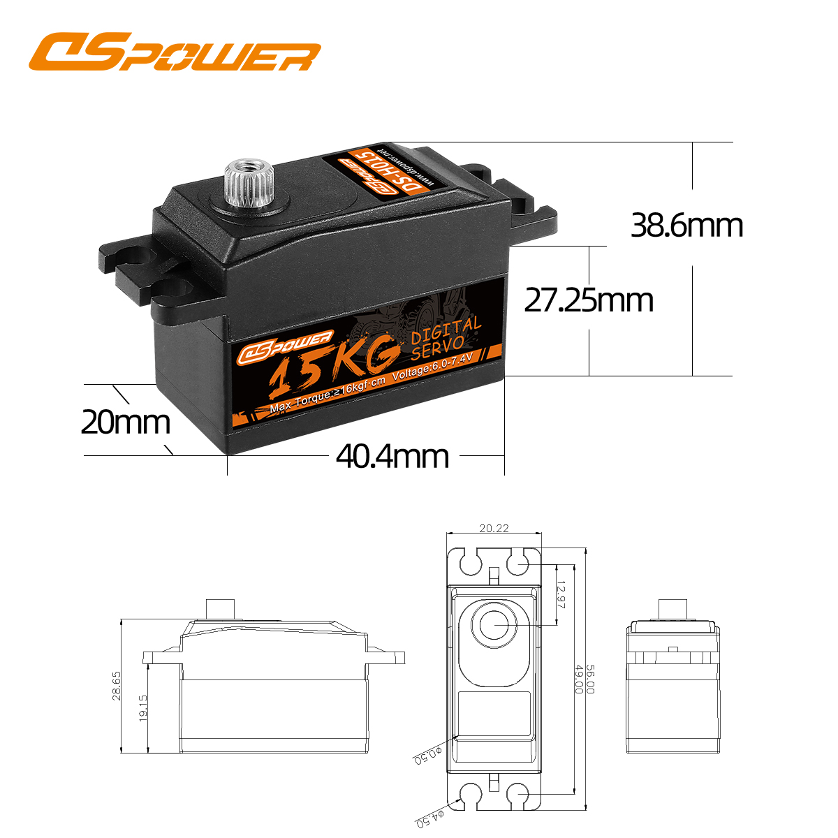 DSpower 15KG High Troque Metal - Rc Helicopter Motor ulasan dan harga